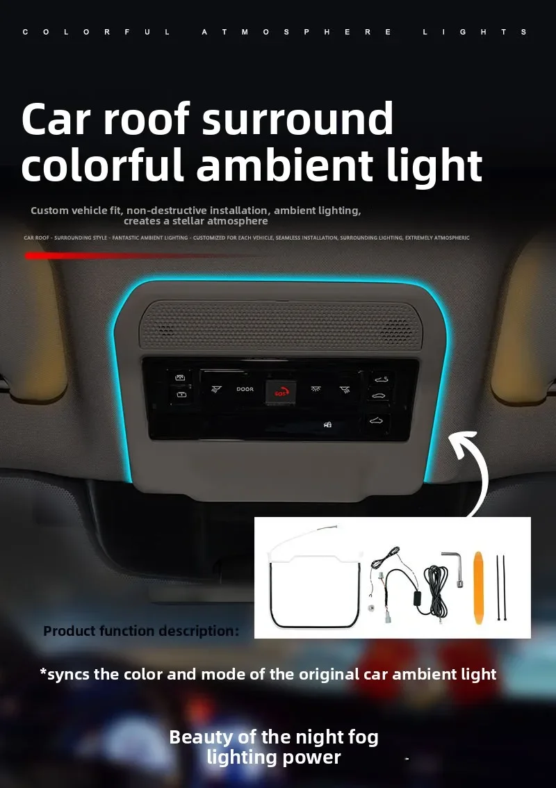 For Toyota RAV4 2026 Car Ceiling Reading Atmosphere Light Led Colorful Car Roof Surround Ambient Lighting Interior Modification detail image 1