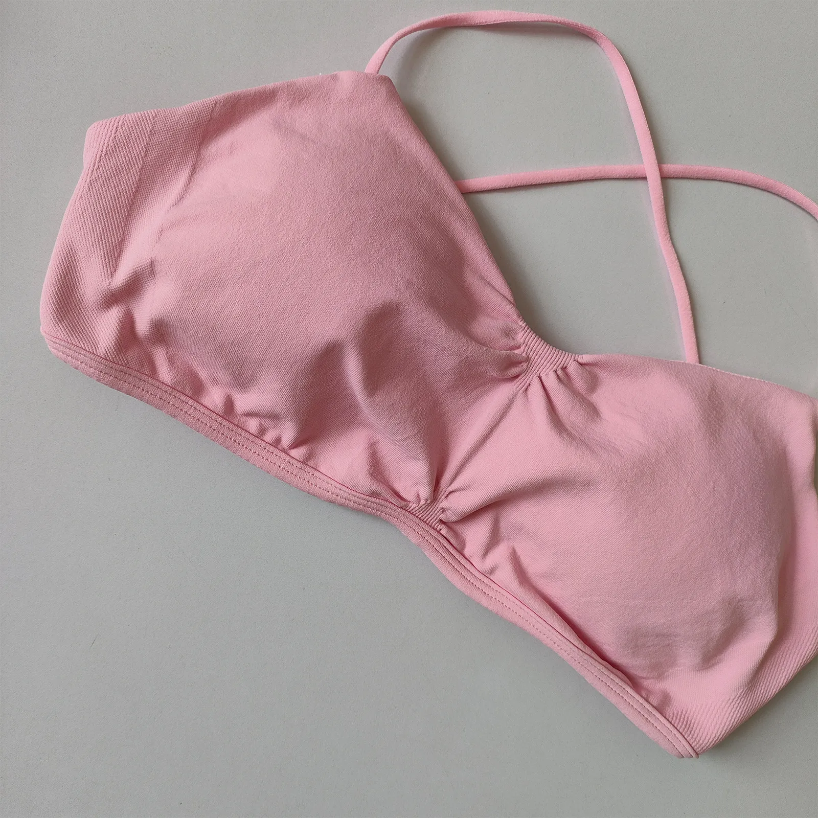 Seamless Sling Bra Women's Thin Shoulder Cross Sling Fitness Sports Yoga Wear with Chest Pad Pilates Underwear Training Clothes