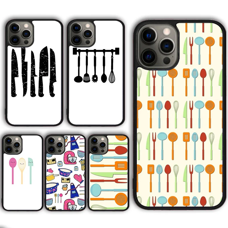 Kitchen Utensil Colored Silhouettes Phone Case for iPhone 16 15 SE2020 13 14 11 12 Mini Pro Max 6 7 8 Plus coque fundas Shell