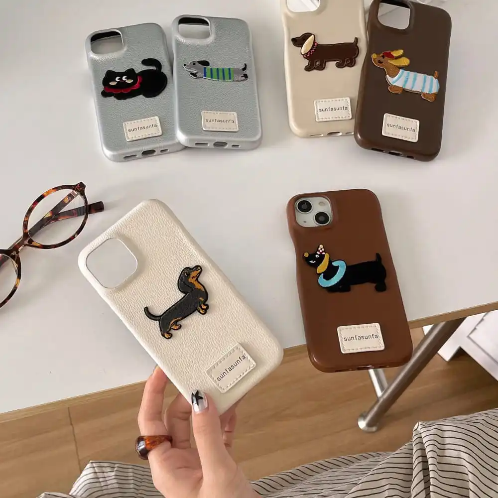 جراب هاتف جرو بتطريز كرتوني لـ iPhone ، غطاء واقي ضد السقوط ، ناعم وجميل ، لطيف ، تخفيضات كبيرة ، جميل ، 12 ، 13 ، 14 ، 15 Pro Max