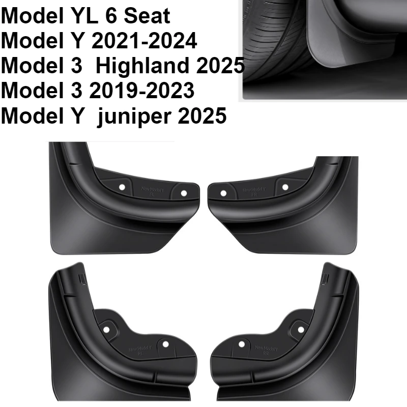 

4 Set Model 3 Highland Mudguards Fit For Tesla Model 3 Mud Flaps 2021 2024 Car Accessories 2025 Model Y Juniper Yl Splash Guards