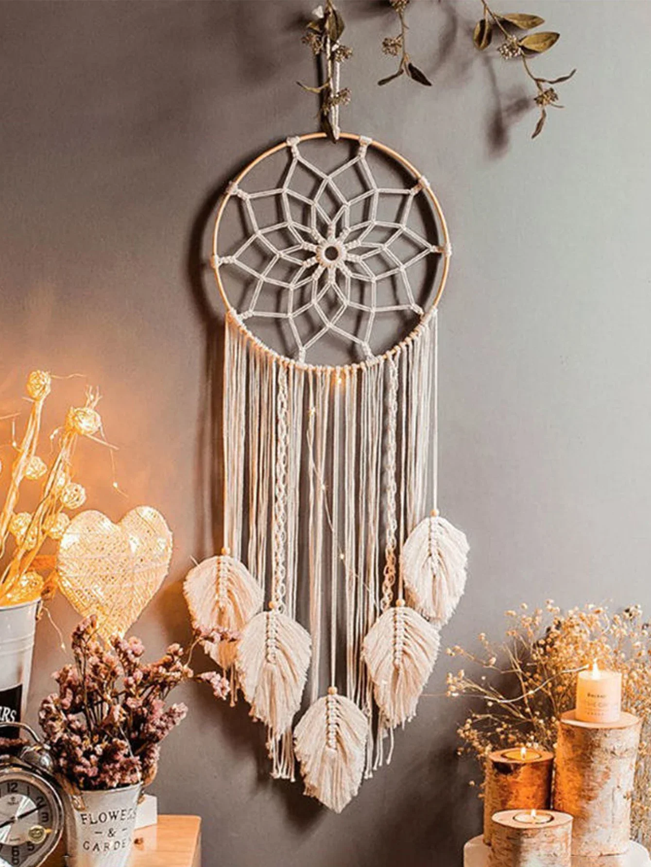 

Macrame Dream Catcher Bohemian Leaf Wall Hanging Nordic Decor Boho Handmade Tapestry Ornaments for Home Living Room Decoration