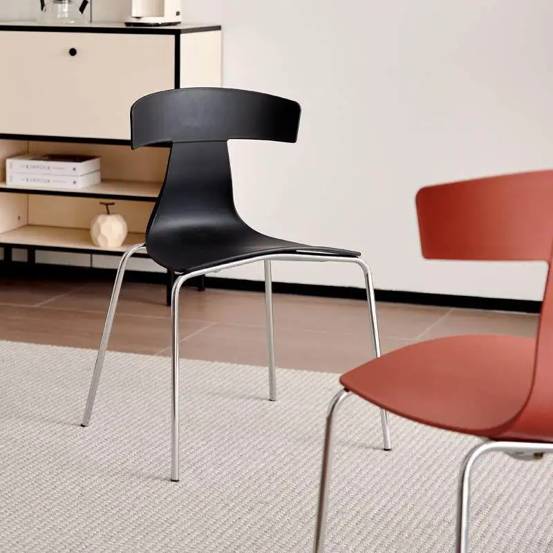 Nordic Style Plastic Dining Chairs Vintage Cafe Backrest Chairs Modern Minimalist Dining Room