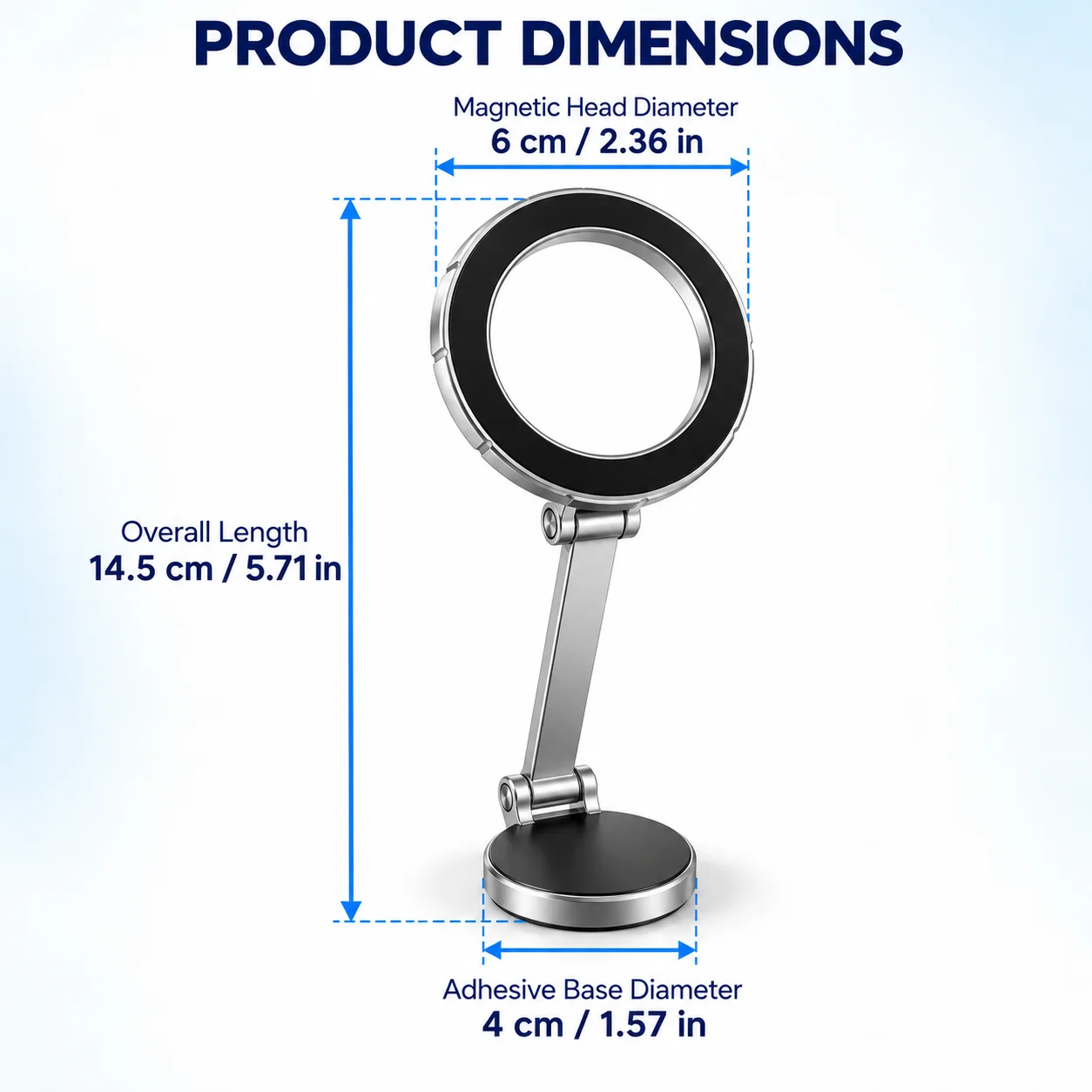 Verlängerungsstange, Autohalterung, Zubehör, universell, faltbar, magnetisch, Autotelefonhalter, Teile für 17 mm Kugelkopf, Basis, Magnethalter – Detail 14