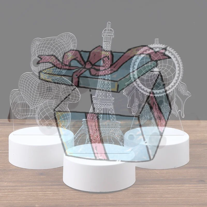 

【CCA】Night Light Creative Light 3D LED Optical Illusion Light Bed Lamp Table Lamp Cartoon Gift USB Bedroom Bedside Table Lamp