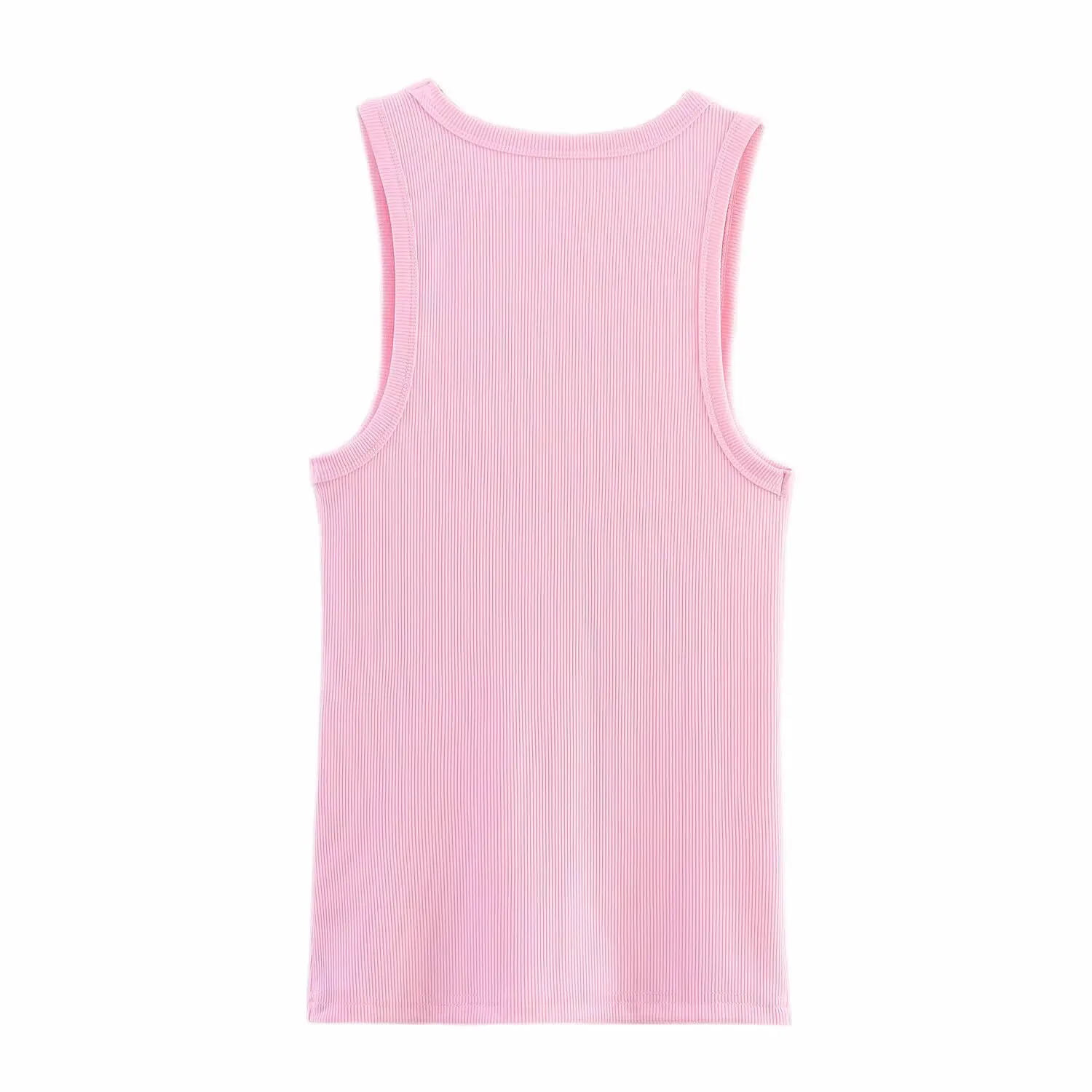 

ZBZA Spring New Women's Faion Tight Fit round Ne Comfortable Tee Color Bunting Top Polyester Fiber Casual Vest