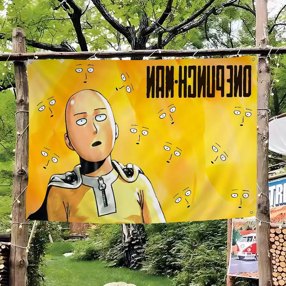 Superhero Anime One Punch Man Creative Pattern Hanging Flag Polyester Printed Banner Hand Pulled Flag