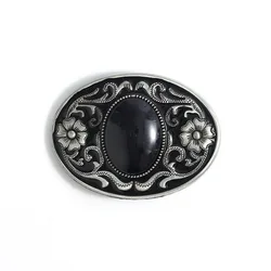 Inlaid with Tanggrass pattern agate turquoise smooth buckle metal belt accessories