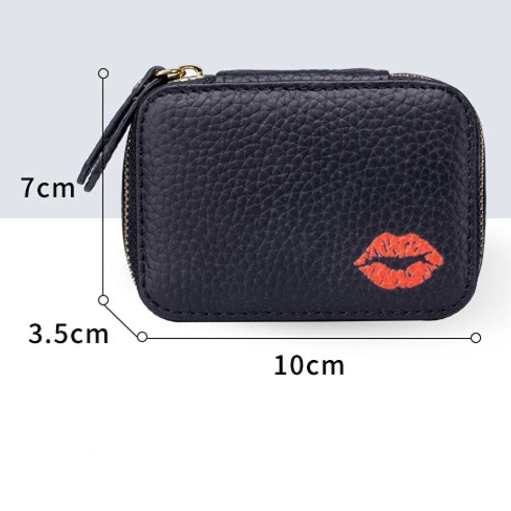 Bolsa De Moeda De Couro Genuíno Pequeno Mini Saco Cosmético Lady Carrega Batom Pack Saco De Armazenamento Multifuncional