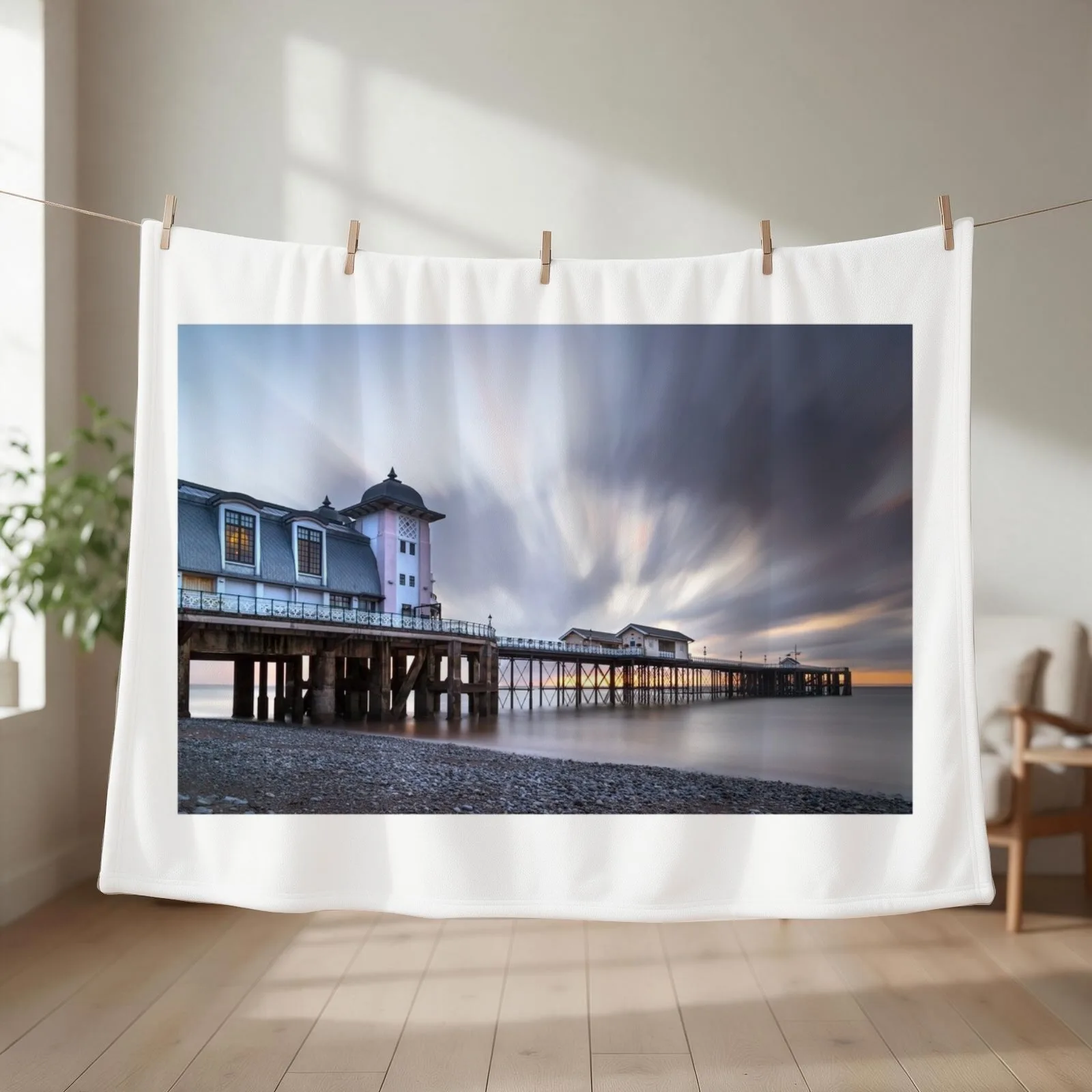 PENARTH STEEL SUNRISE Throw Blanket couch cozy soft plush fuzzy picnic outdoor blanket