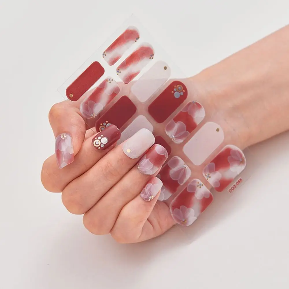 1 foglio/14 pezzi strisce adesivi per unghie in gel bling strisce di smalto gel scintillante semplice gel avvolgenti per unghie completi fai da te NAil Art Making