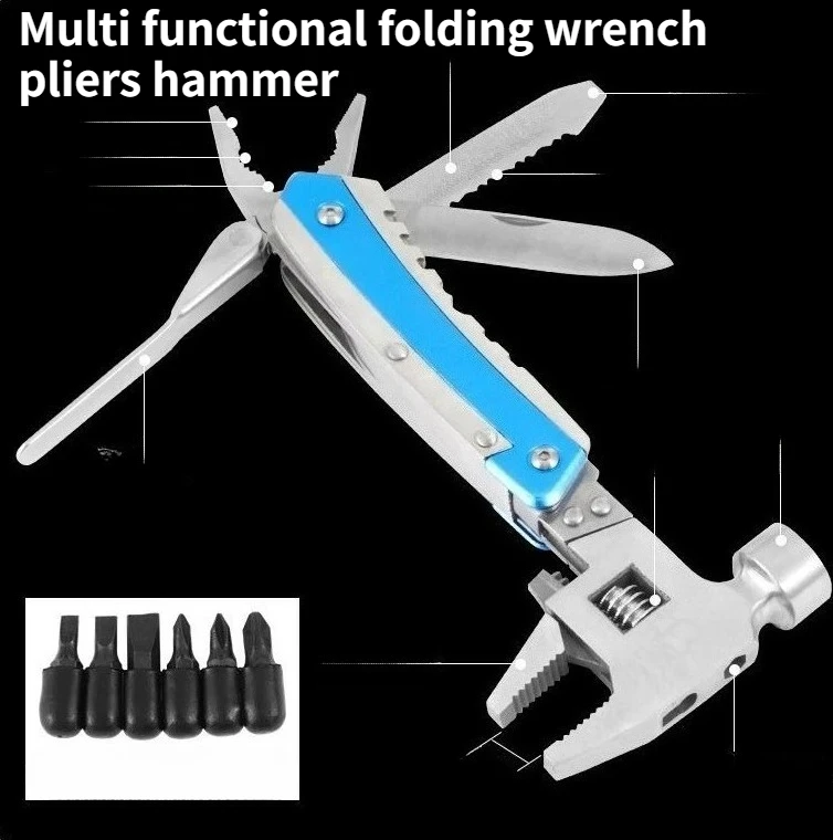 

NEW Multifunctional Survival Hammer Pliers Combination Tool Portable Folding Activity Wrench Outdoor EDC Tool