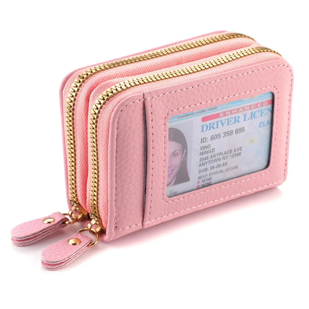 Fashion PU Leather Leather Women Wallets Black Pink Purple Large Capacity Coin Purse Zipper Storage Bag Women