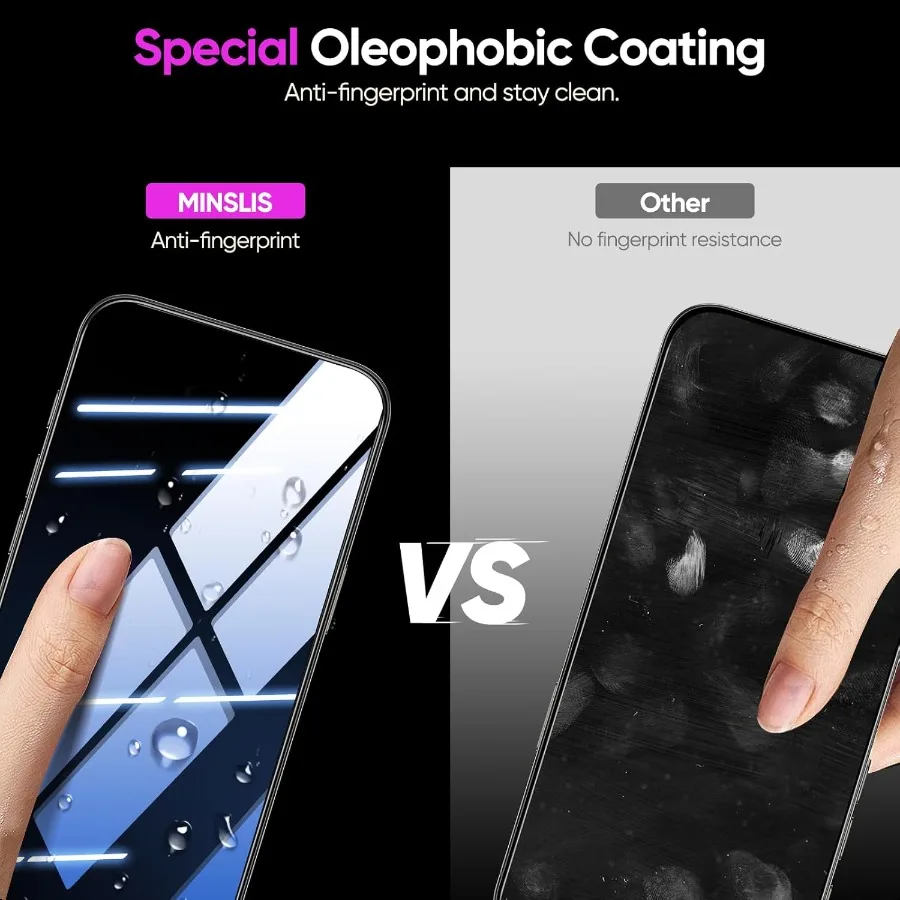 Защитная пленка для экрана iPhone 16 Pro 9H Hardn, устойчивая к царапинам пленка из закаленного стекла с комплектом для установки BioBased Fingerprin