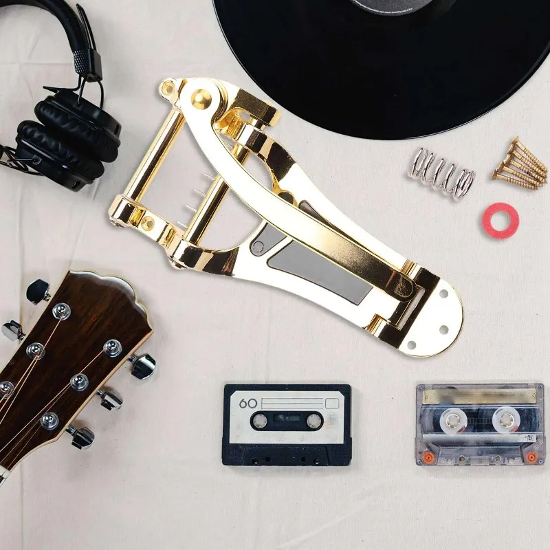 Gold Metal Guitar Vibrato Tailpiece Tremolo Bridge Fit Jazz Hollow Body Electric Guitar Replacement Hardware Part