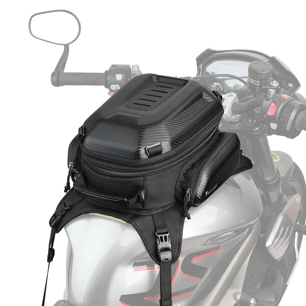 Rhinowalk 15L Expandable Motorcycle Hardshell Tank Bag Cycling Backpack Luggage Bags with Waterproof Cover Motorcycle Equipment