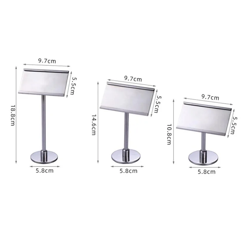 Stainless Steel Sign Holder Stand Ticket Metal Frame Tabletop Place Card Food Menu Jewelry Clothes Price Tag Label Display Rack