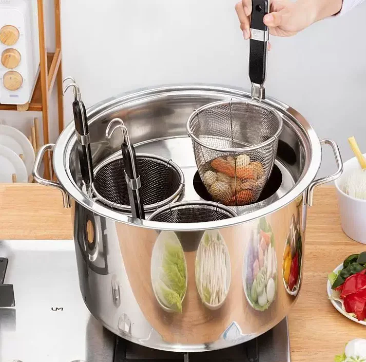 Large‑Size Strainer Colander, Perforated Powder Filter Spoon, Commercial Noodle‑Cooking Filter Ladle For Snack Shop Kitchen