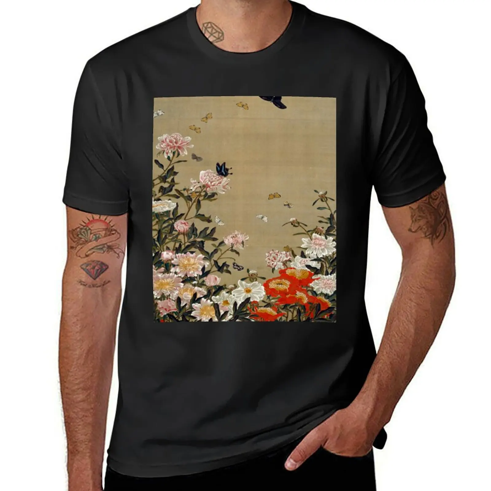 Favourite Artist - Peonies and Butterflies - Jakuchu Ito T-Shirt vintage sweat blanks slim fit t shirts for men