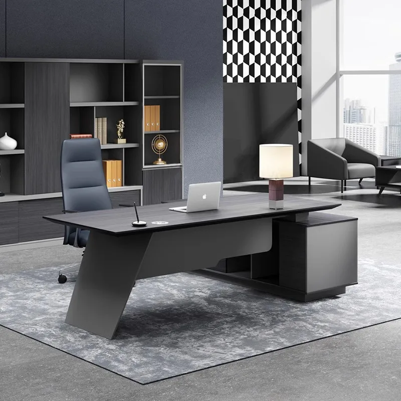 

Modern boss desk, large desk, stylish and simple general manager desk, cabinet supporting office