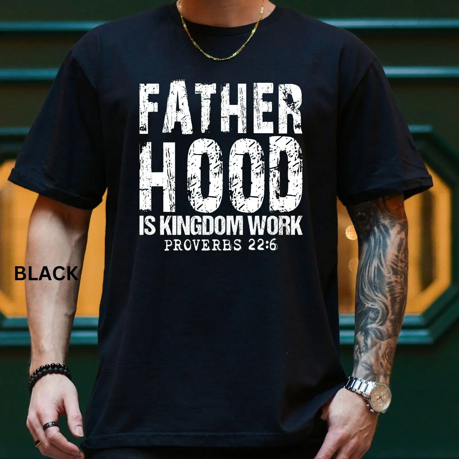 Fatherhood Is Kingdom Work Proverb T Shirt Christian Father amp 39 s Day  vintage Washed Breathable Top For Everyday Wear Soft