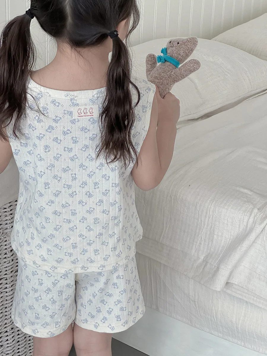 2-10T Summer Infant Girl Pajamas Set Toddler Kid Baby 2pcs Clothes Set Sleeveless Tank Top PJ Shorts Set Homewear