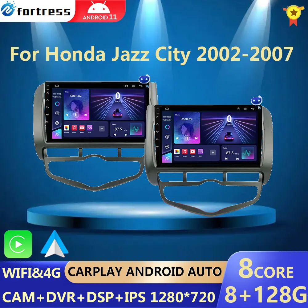 wireless carplay Android13 Car Radio for Honda Fit Jazz City 2002 - 2007 Stereo Carplay Multimedia Video Player GPS Navigation