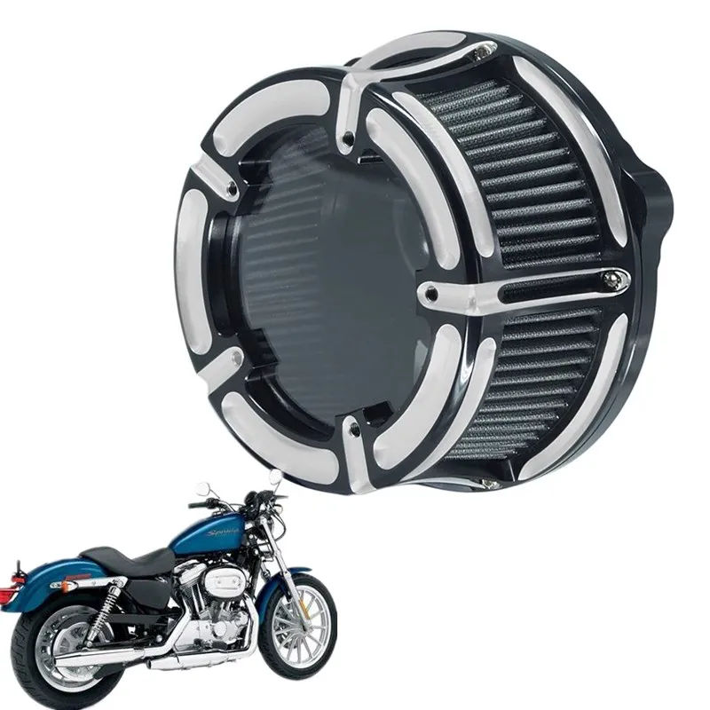 for Harley Sportster XL 883 XL 1200 2007-up Fitment-A Air Cleaner See Through Intake Clarity Contrast Cut System Kit Cnc Chrome