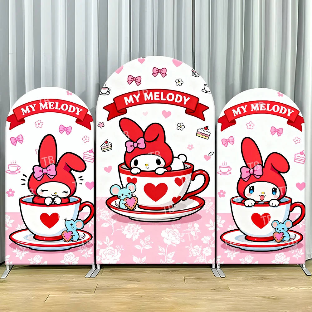 

Sanrio My Melody Arch Backdrop Cover Kids Birthday Party Decoration Photo Booth Props & Cute Cartoon Festive Background Supplies
