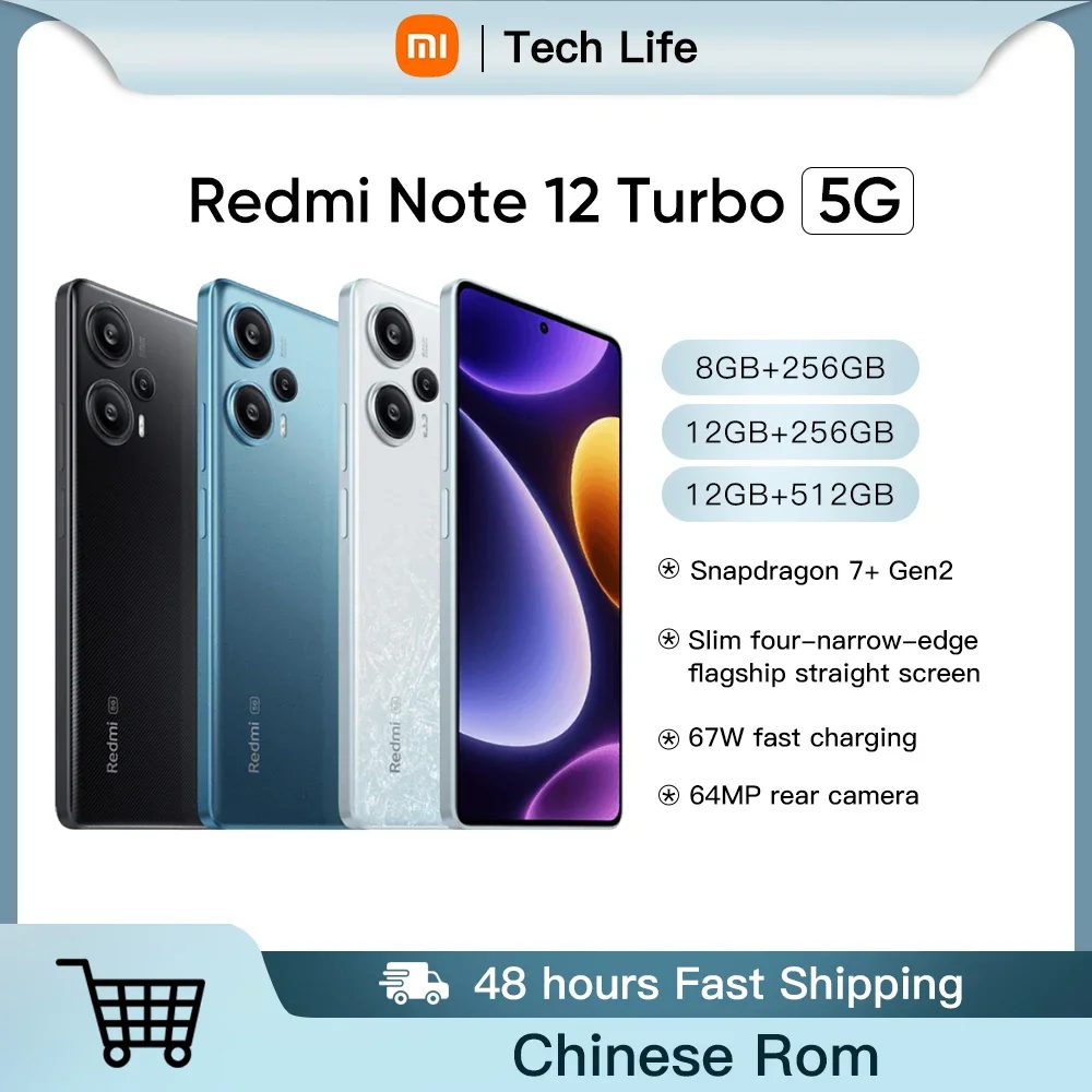 

Xiaomi Redmi Note 12 Turbo 5G chinese 256GB/512GB Snapdragon 7+ Gen 2 120Hz OLED Display NFC 67W Fast Charge 64MP Camera