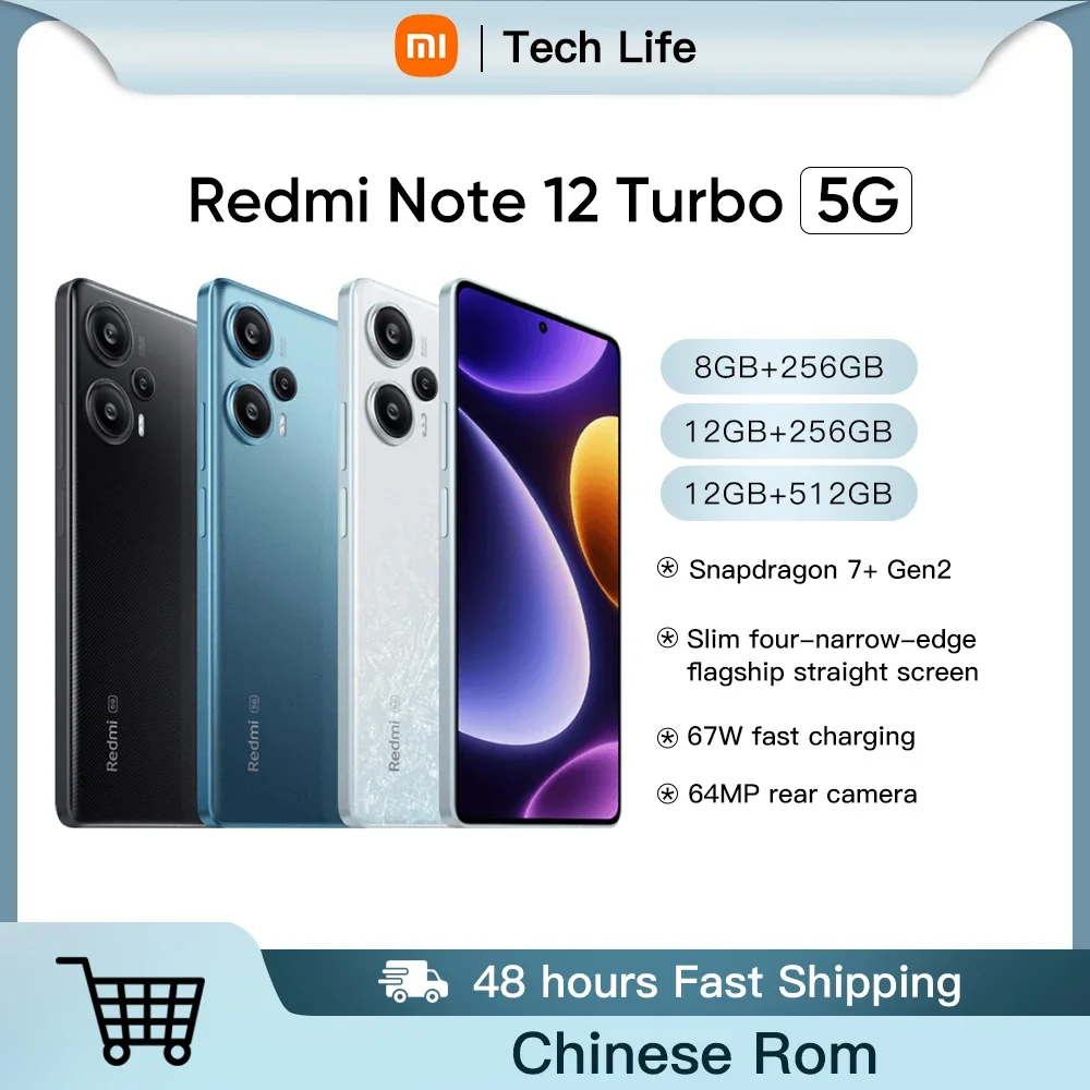 Xiaomi Redmi Note 12 Turbo 5G chiński 256GB/512GB Snapdragon 7 + Gen 2 120Hz OLED wyświetlacz NFC 67W szybkie ładowanie 64MP aparat