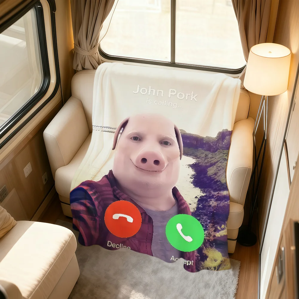 singer m-Montana Kek John Pork is calling warm soft plush blanket for sofa living room nap home bedroom gift Flannel pet hogar