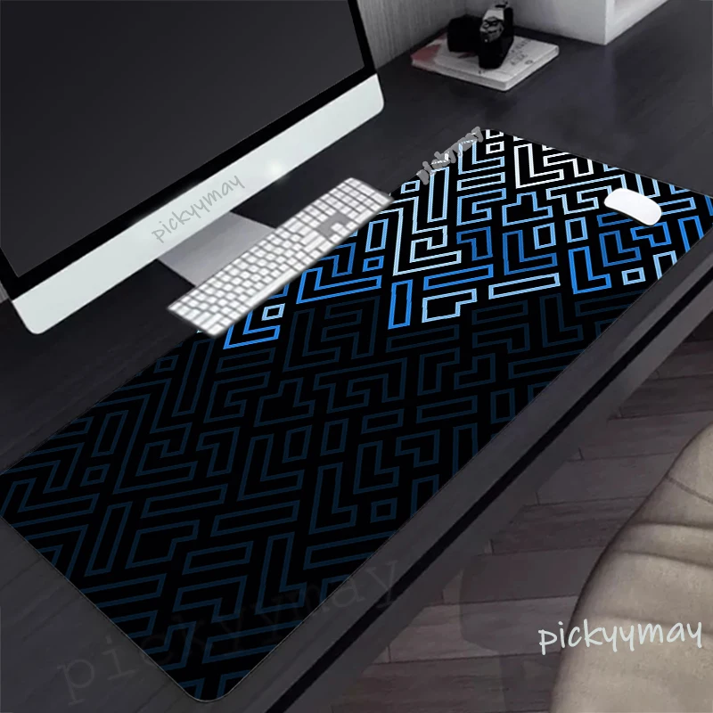 Gaming Mousepads Geometric Lines Mousepad Large Mouse Mat Big Desk Pads Non-Slip Rubber Mouse Pad Black Keyboard Mats Stitched