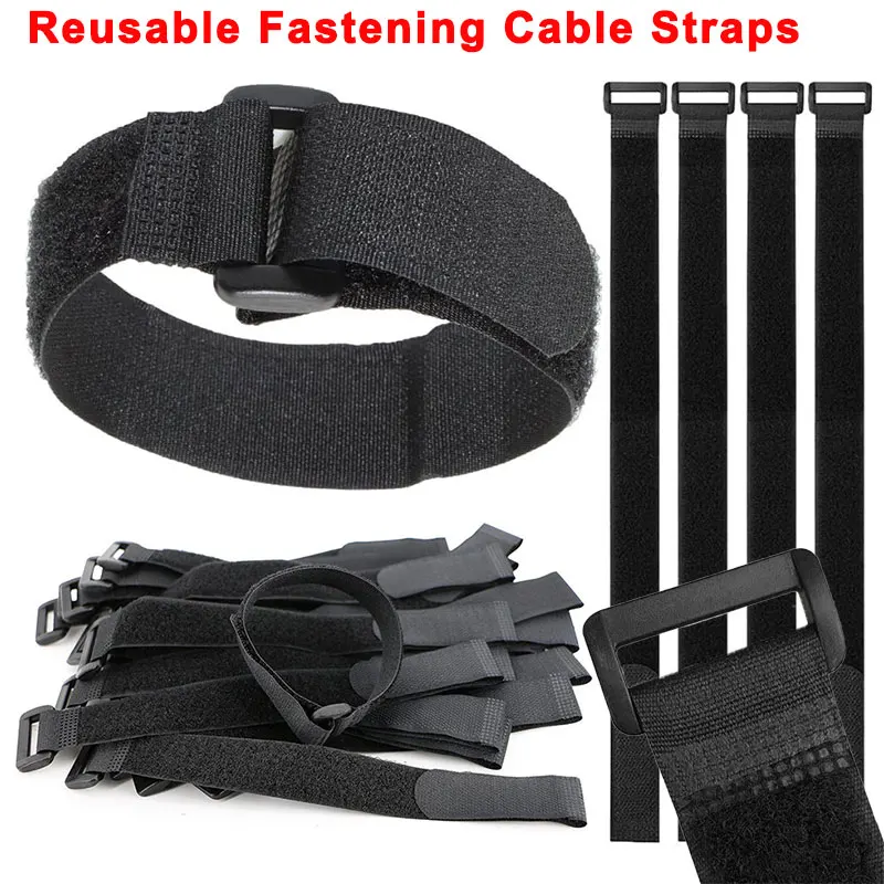 

5/10Pcs Reusable Fastening Cable Straps Adjustable Multi-Purpose Hook and Loop Cable Ties Premium Cinch Strap Extension Cords