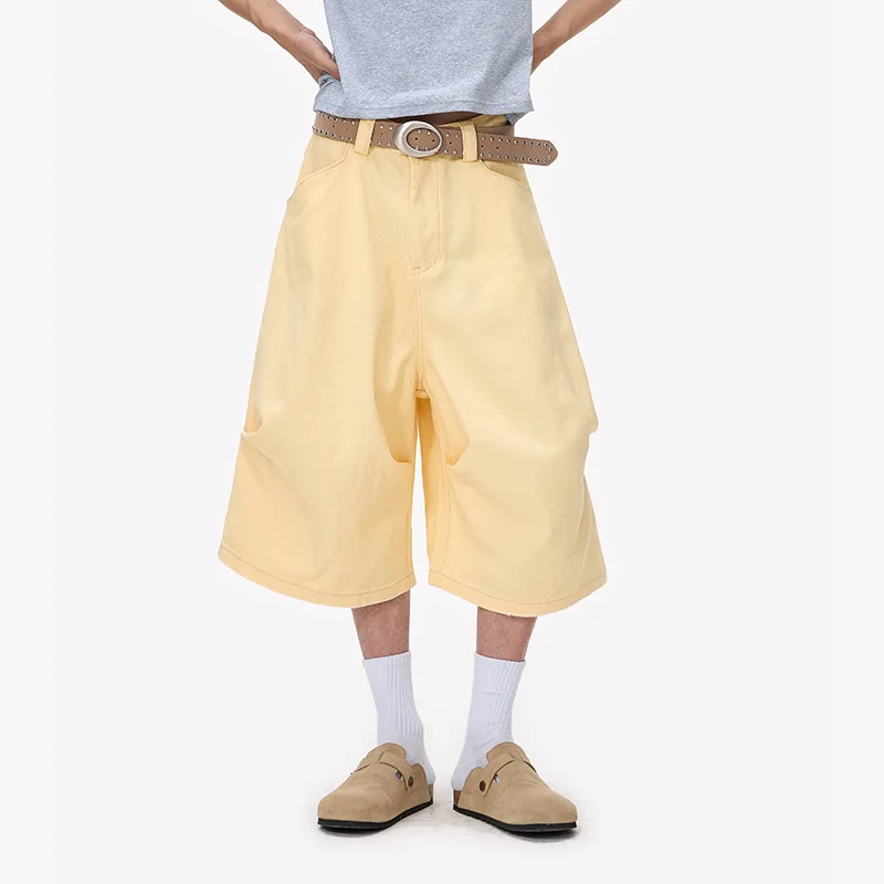 Summer Cotton Casual Shorts Men's and Women's Wide-leg Loose Breathable Silhouette Cropped Pants