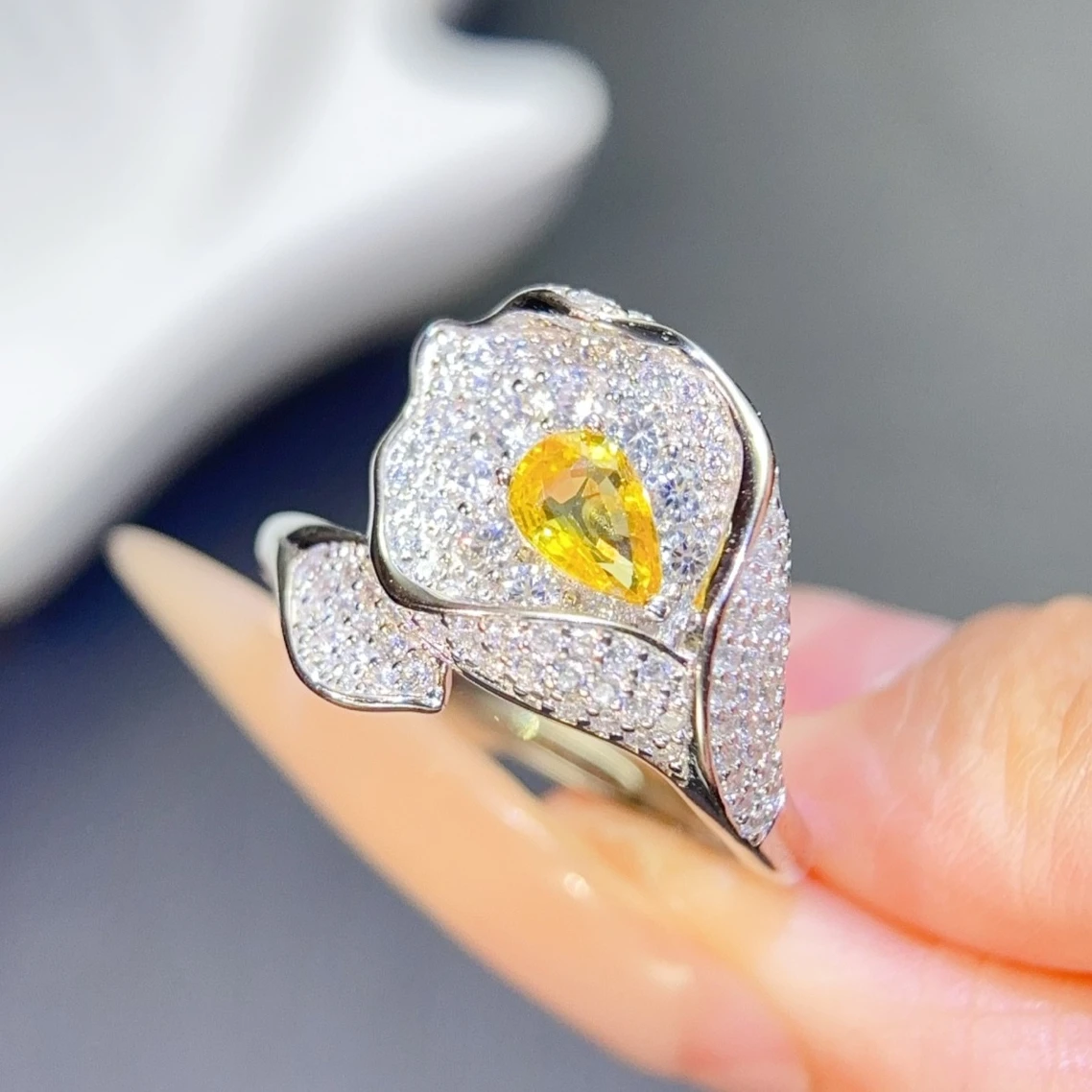 925 Silver Natural Sapphire Ring with Certificate 4x6mm Heated Genuine Sapphire Jewelry September Birthstone Ring for Woman