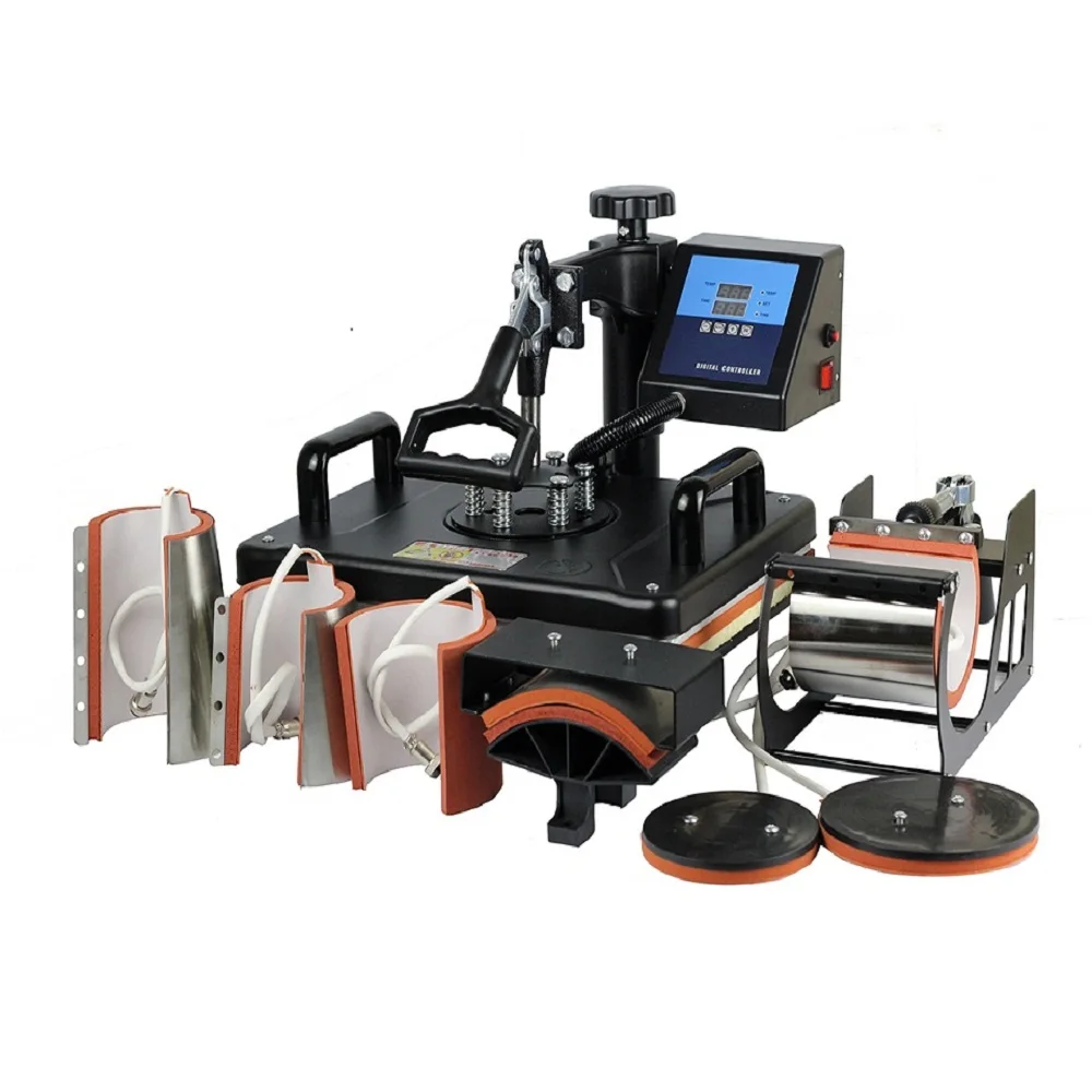 8-in-1 Heat Press Machine 30x38CM 2D Sublimation Printer for T-shirts Cap Mug Plate - Combo Craft Machine with CE Approval