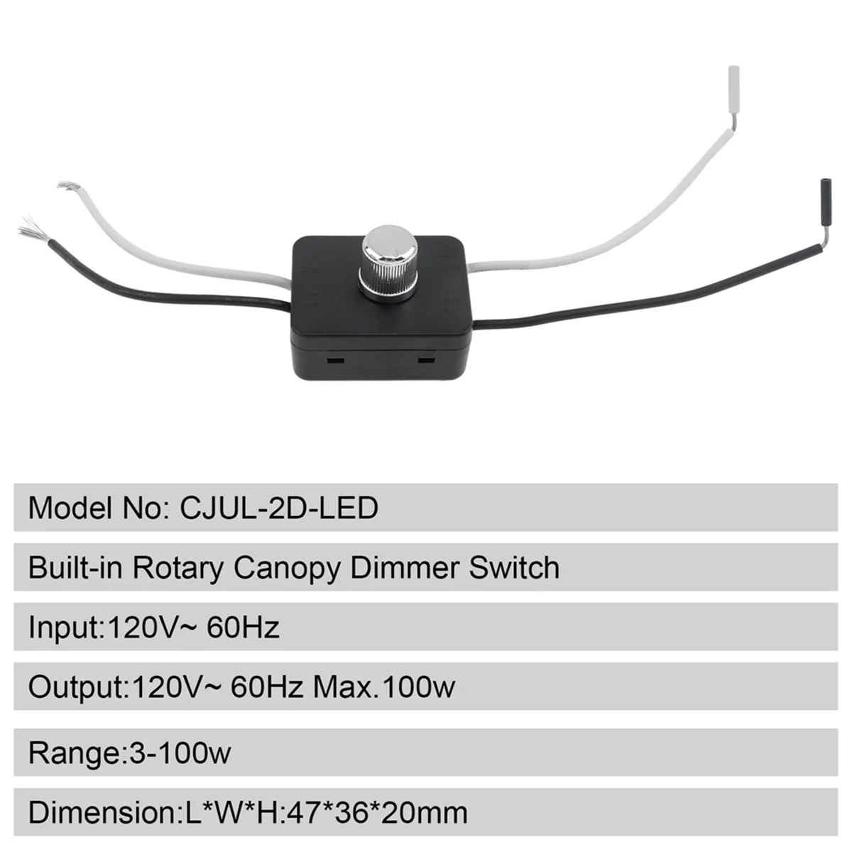 Built-in Dimmer Switch Combo Kit 120V Rotary Canopy Dimmer Switch Replacement for Table Lamps / Floor Lights