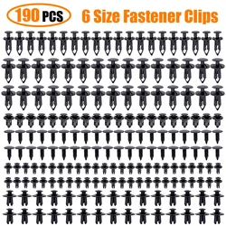 190pcs Universal Car Fender Liner Clips 6 Size Plastic Fasteners Rivets Set Auto Body Bumper Rivet Set Replacement Push Pin