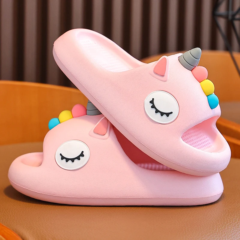 New Summer Beautiful Cute Cartoon Colt Slippers Children\'s Non-Slip Soft Sole Sandals Boys Girls Home Slides For Kids Shoes