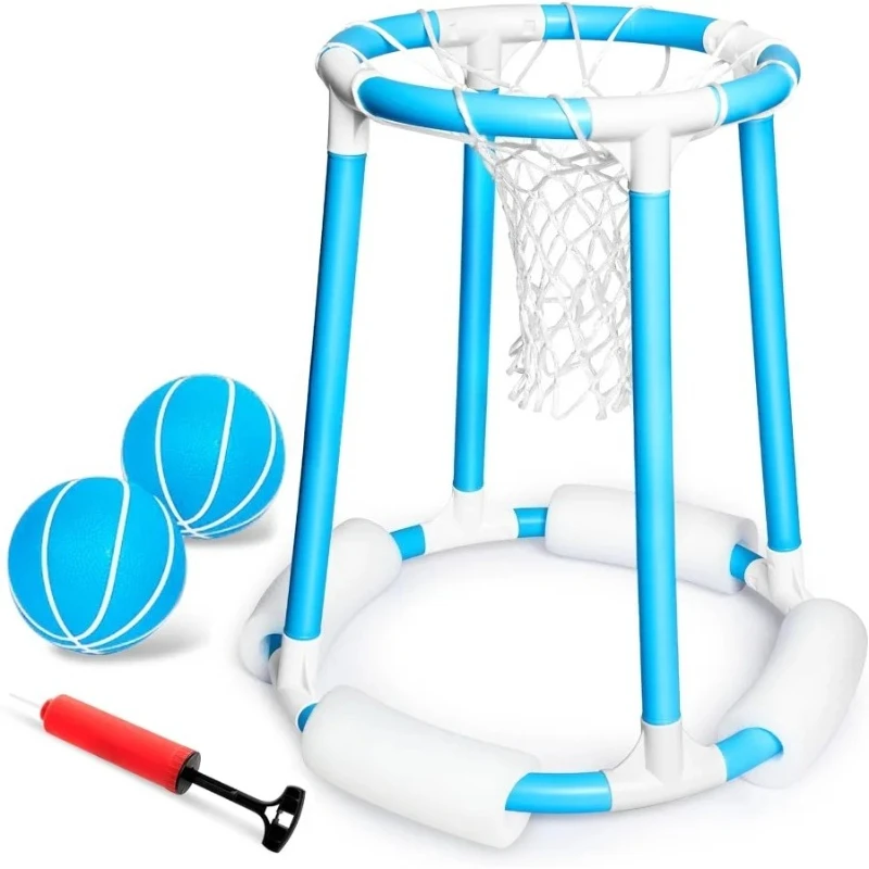 Pool Basketball Hoop Set, Floating Basketball Pool Game, Swimming Floats Toys with Balls Pump, Summer Outdoor Water Play Toy
