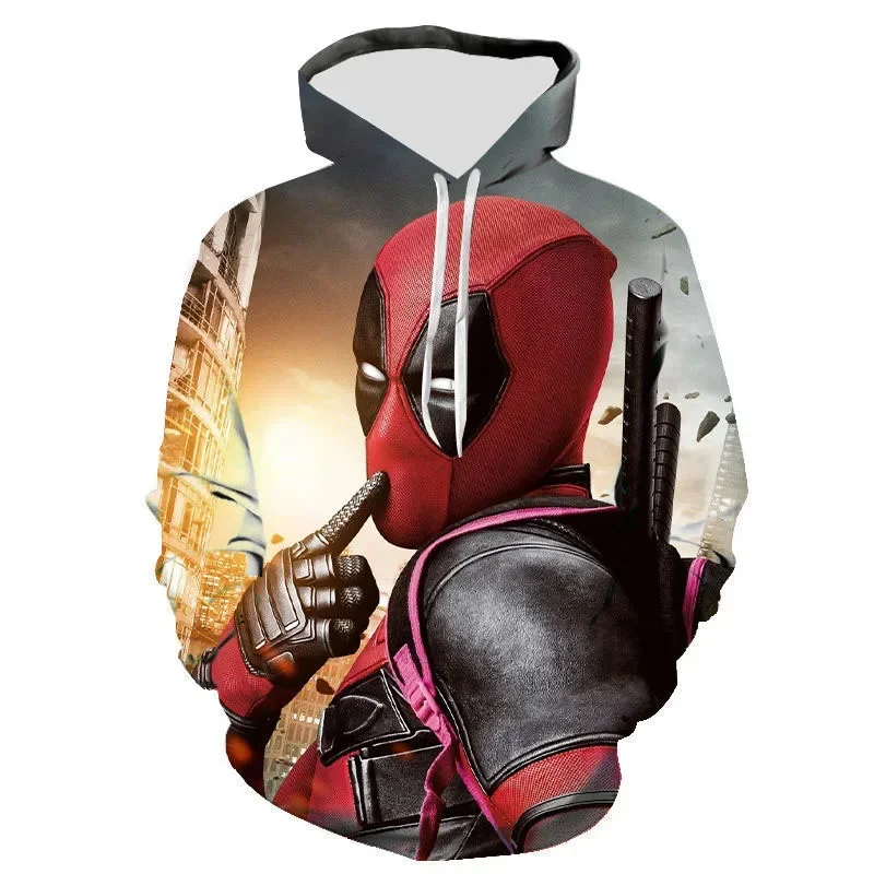 Marvel Movie Deadpool 3D Printed Pullover Fashion Fashion Sweater Casual Comfort Street Hip Hop Sports Parent-Child Wear