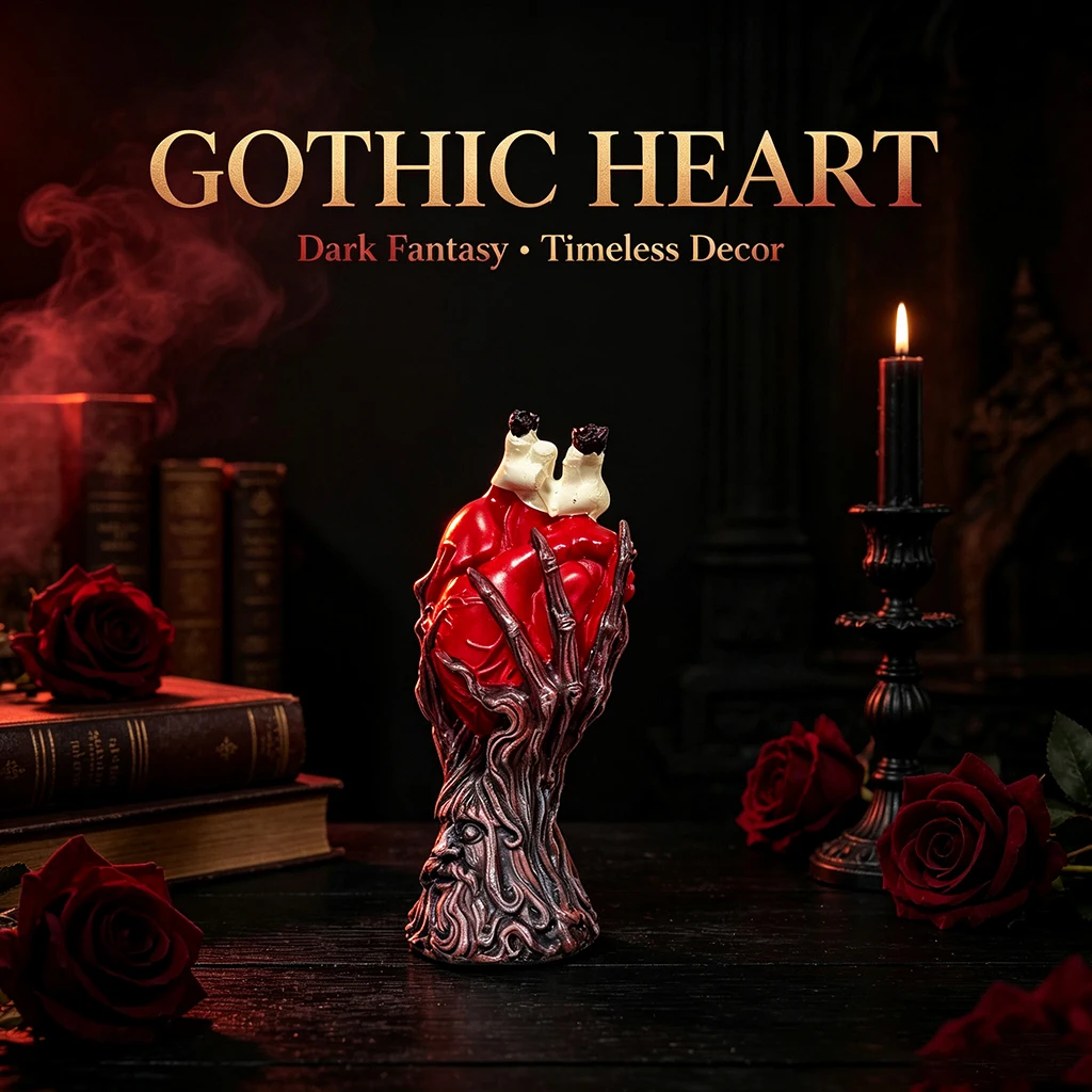 Gothic Anatomical Heart Tree Sculpture Resin Statue Dark Fantasy Halloween Decor Gothic Home Office Tabletop Ornament Gift