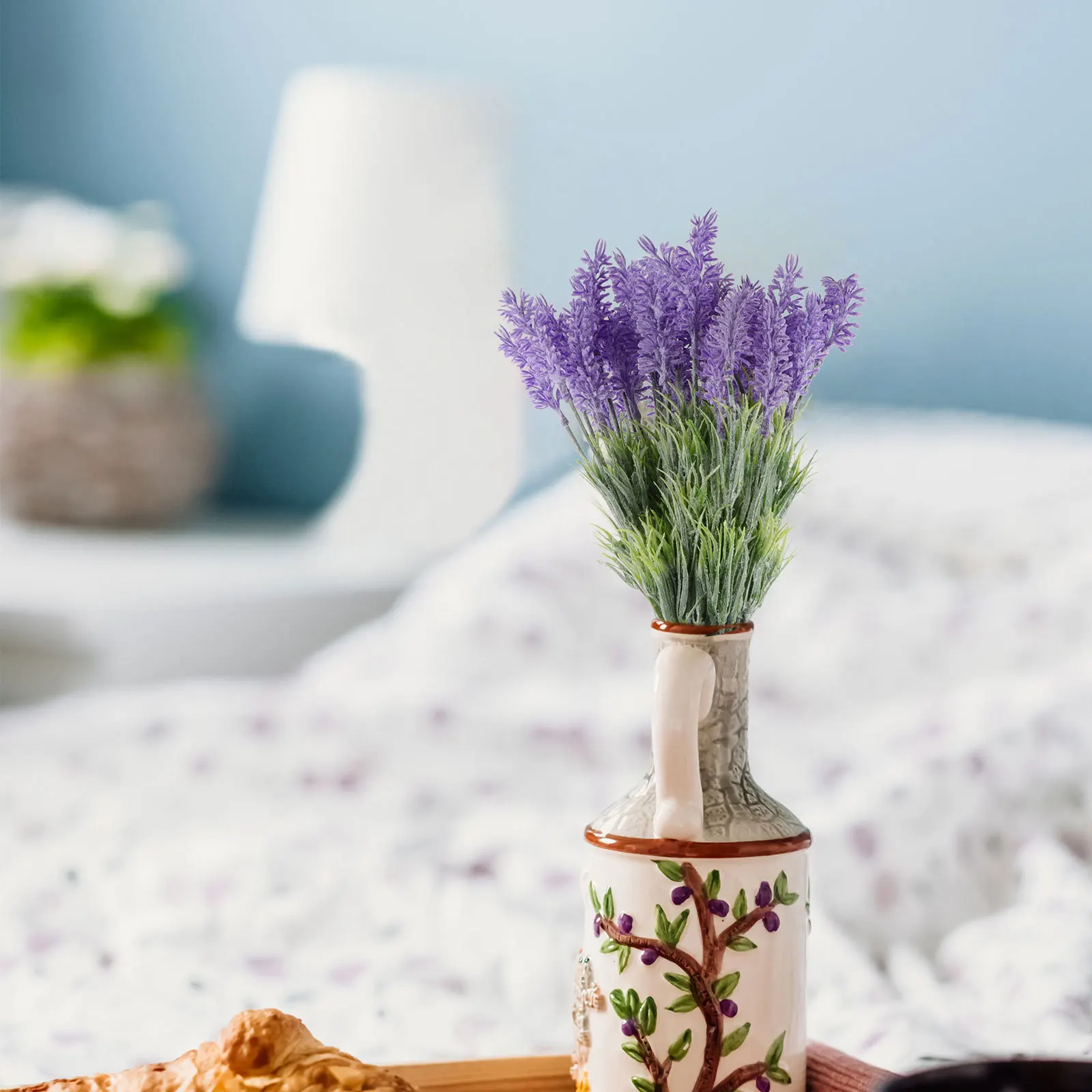 

6Pcs Simulated Lavender Decor Natural Color Artificial Lavender Ornament for Home Office Room Decoration Practical Faux Plastic