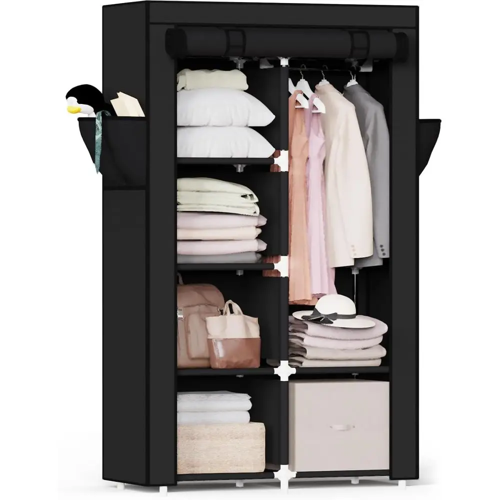 

Portable Closet,Wardrobe Closet,Wardrobe,Portable Closets or Hanging Clothes,or Bedroom and Living Room, Black, 2 Rows, 34" W x