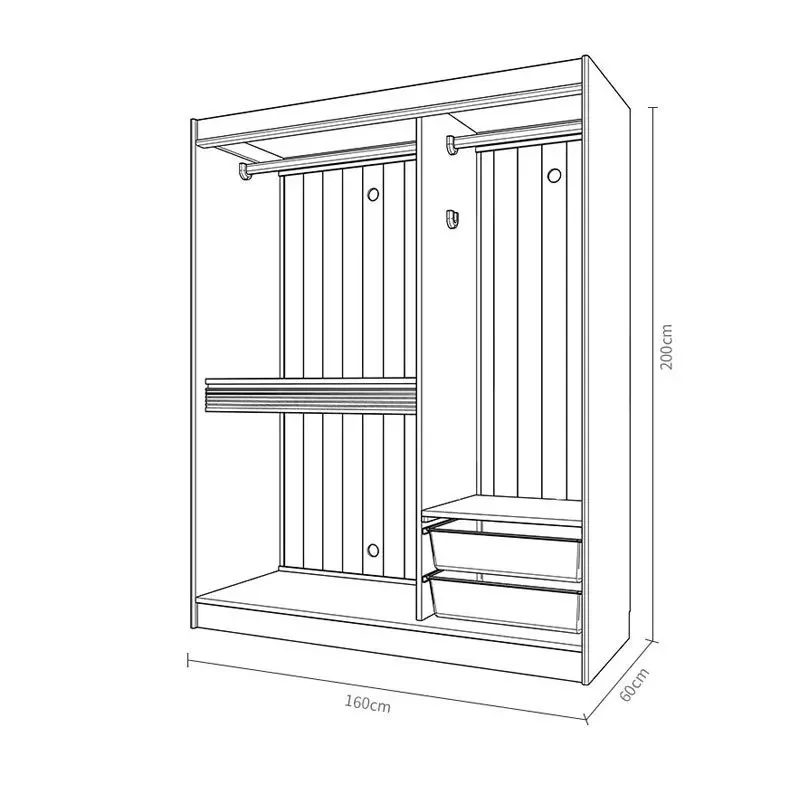 خزانة ملابس من خشب الكرز الصلب البسيط الاسكندنافي، جوز أسود، مجموعة على الطراز الياباني، شقة صغيرة، غرفة نوم عائلية، خزانة ملابس كبيرة