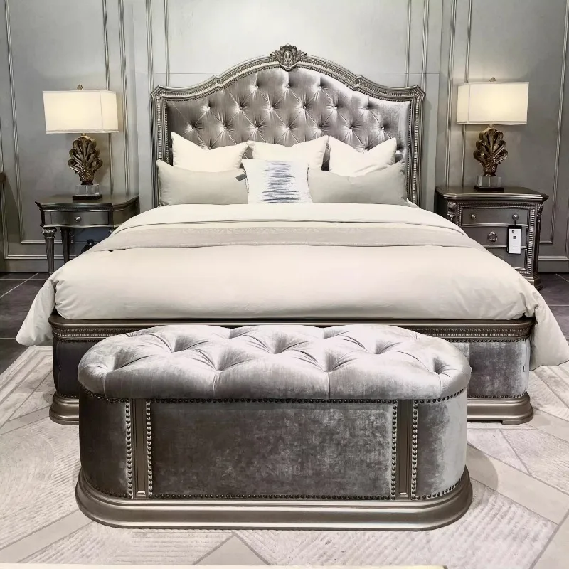 

Solid Wood Design Double Bed European Decoration Japanese White Modern Double Bed Luxury Camping Base Cama Matrimonial Furniture