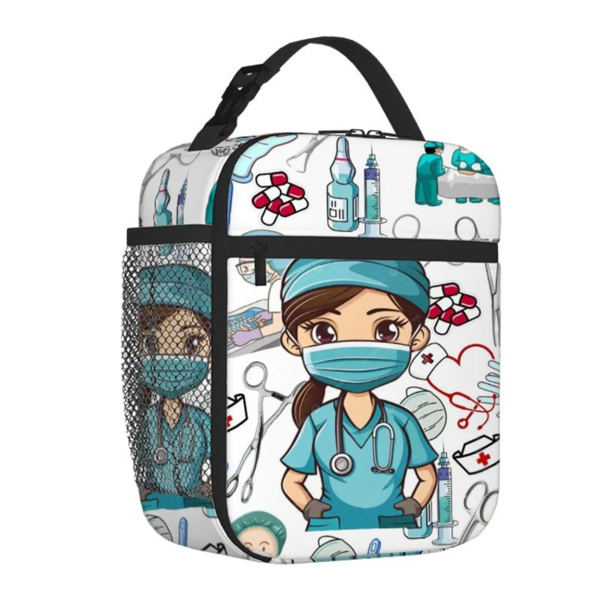 حقيبة حرارية ذات طابع طبي مع تصميم للممرضات والأدوات الطبية - صندوق غداء على الوجهين، ترمس للمستشفى والعيادة والمكتب #1