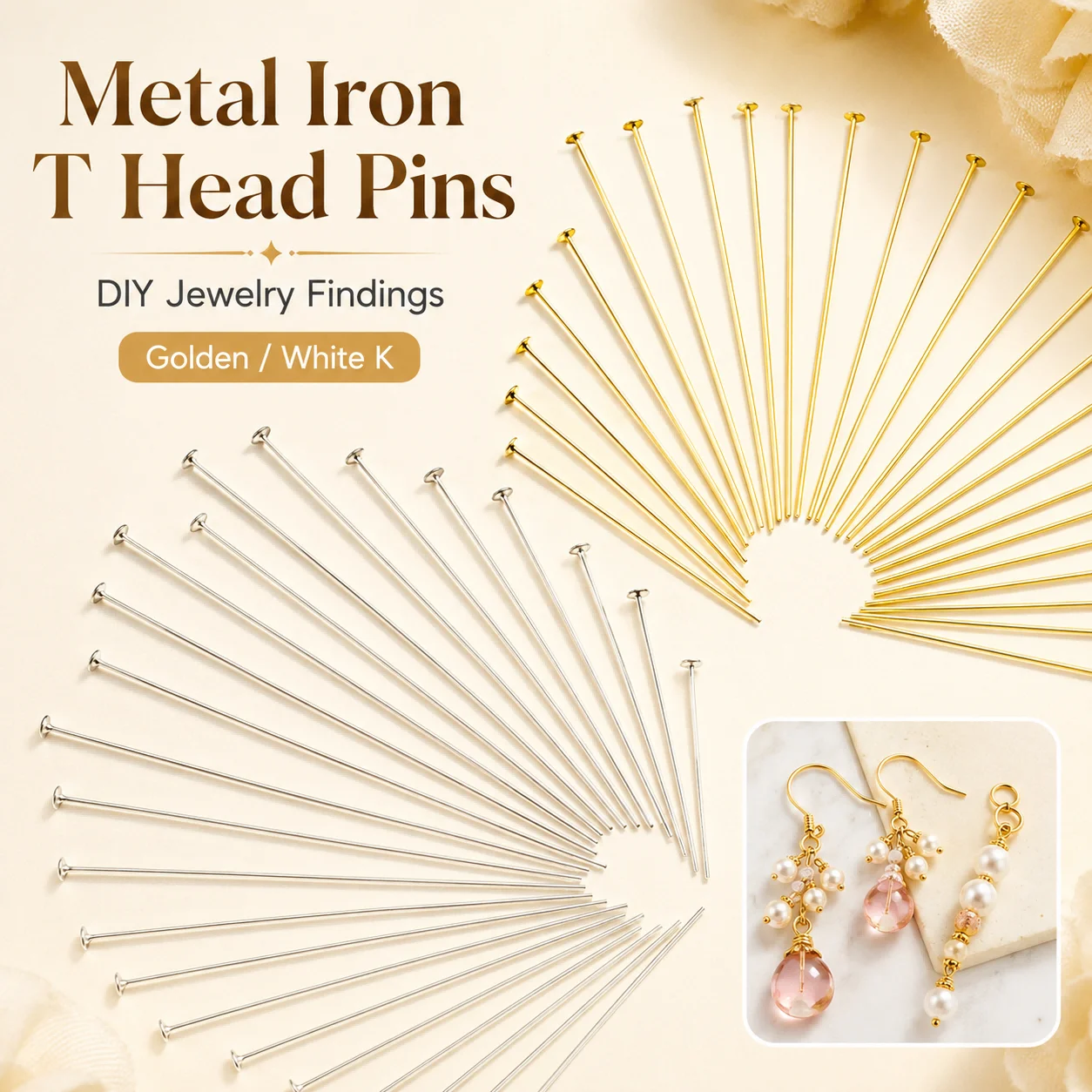 20-50mm Alloy T-Pins Silver/Gold for Handmade DIY Jewelry Earrings Bracelets Necklaces Connectors and Accessories