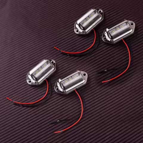 4Pcs Waterproof LED Deck Courtesy Stern Transom License Number Plate Light For Car Marine Boat Trailer Motorcycle Truck 12V-24V